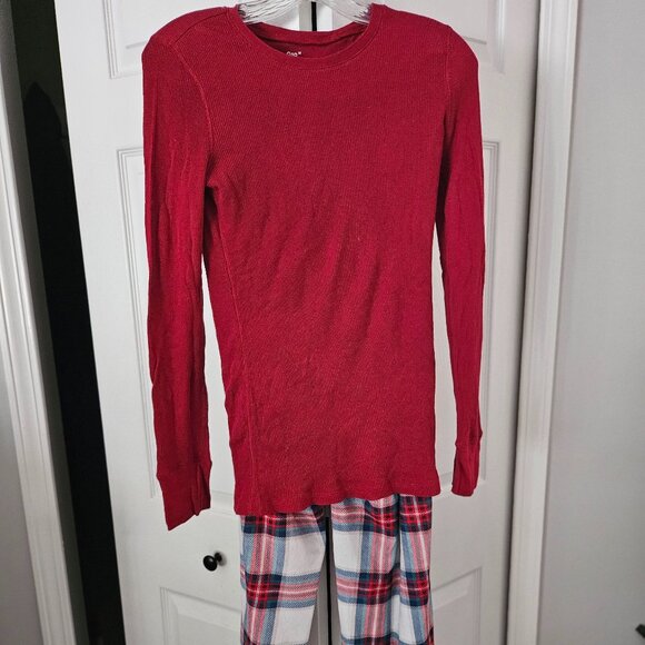 PJ Set (2) - Red Plaid Pants and Solid Shirts Long sleeve - Picture 6 of 9